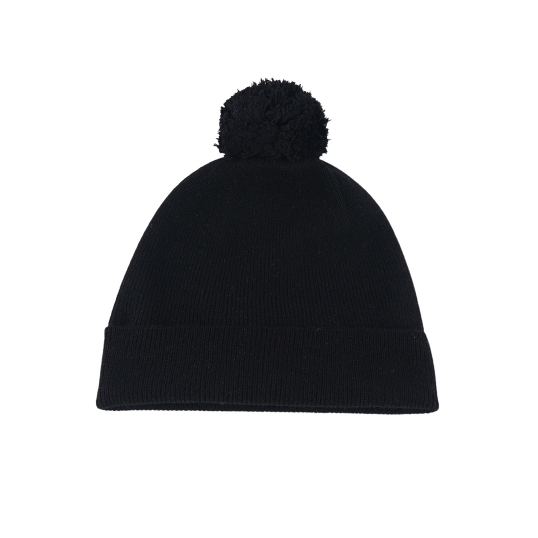 Kids Satin Lined Knit Beanie with Single Pom Pom