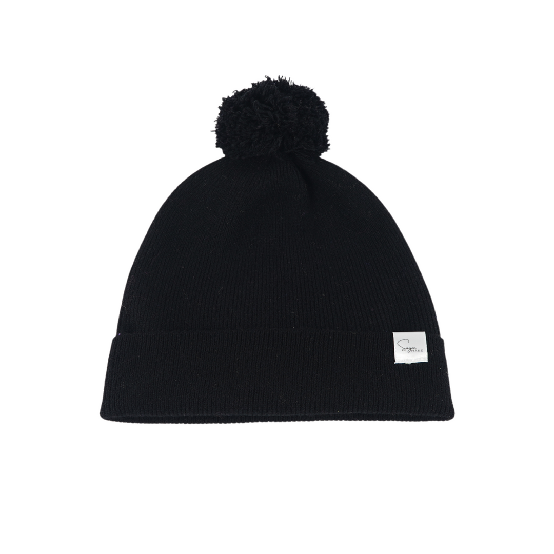 Kids Satin Lined Knit Beanie with Single Pom Pom