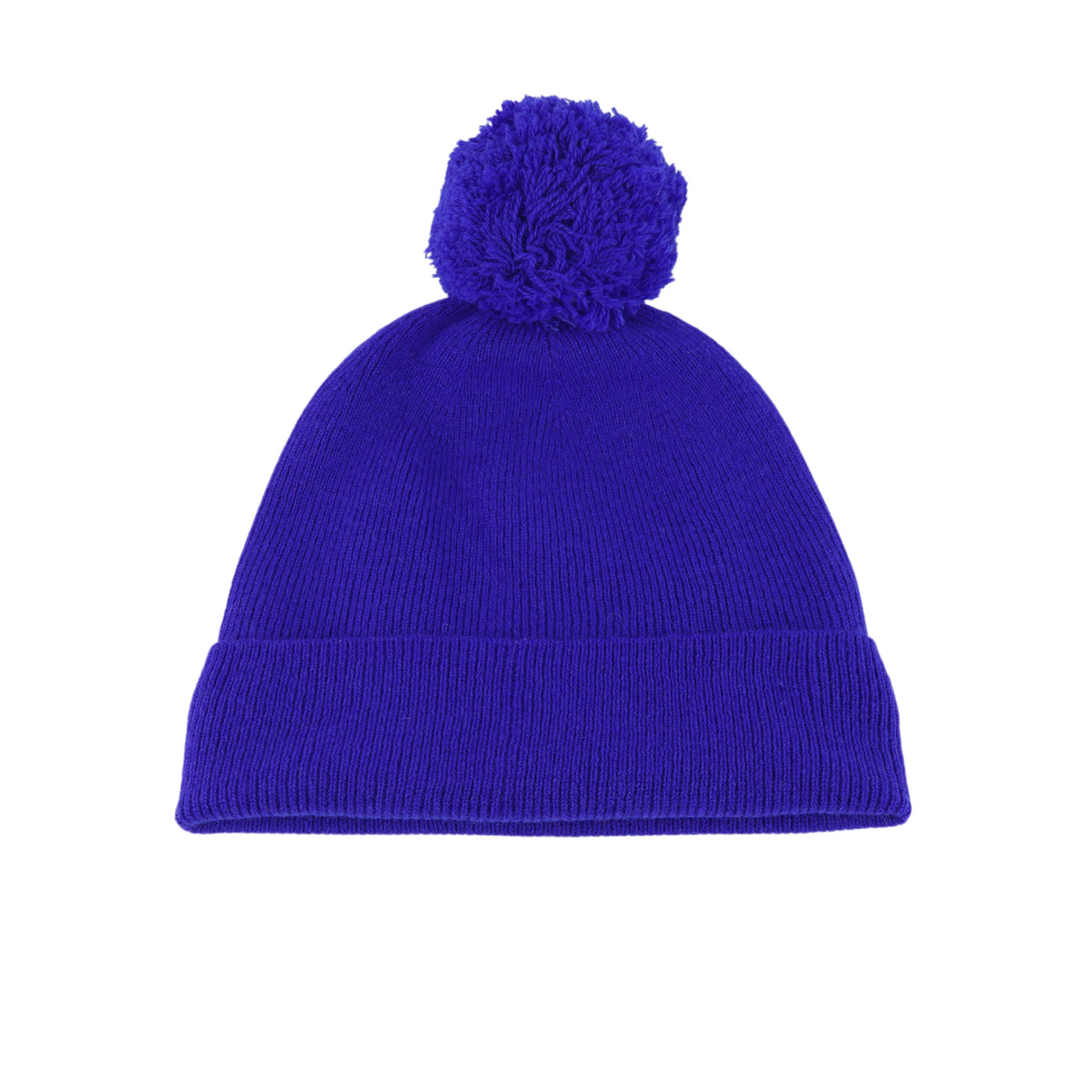Kids Satin Lined Knit Beanie with Single Pom Pom