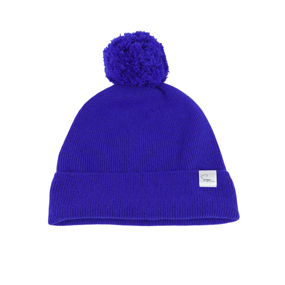 Kids Satin Lined Knit Beanie with Single Pom Pom