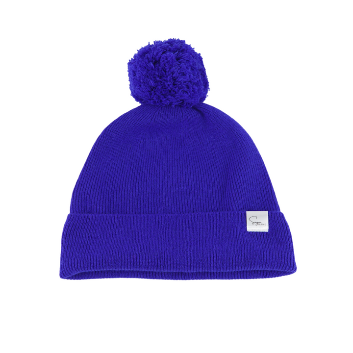 Kids Satin Lined Knit Beanie with Single Pom Pom