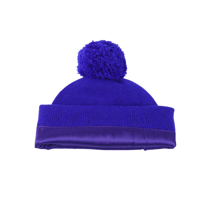 Kids Satin Lined Knit Beanie with Single Pom Pom