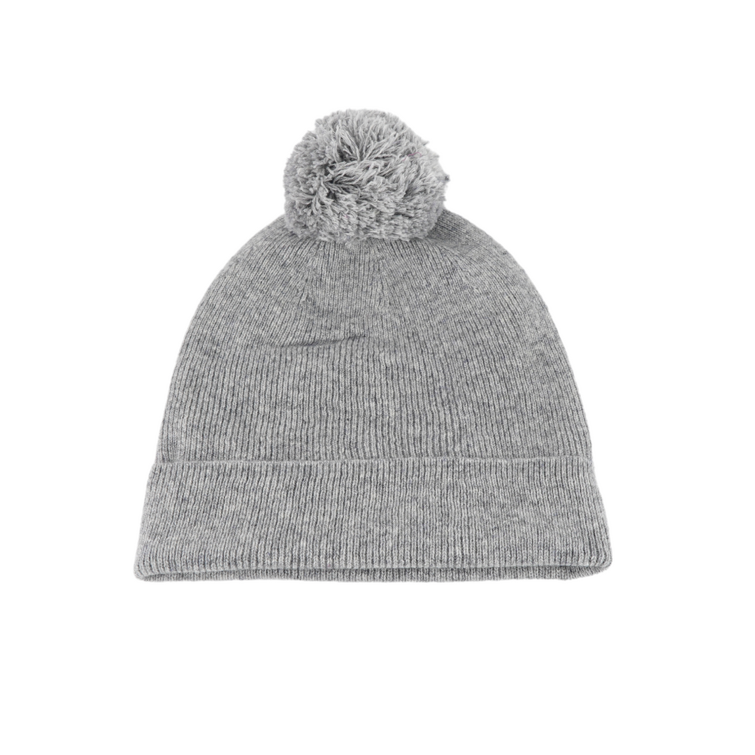 Kids Satin Lined Knit Beanie with Single Pom Pom