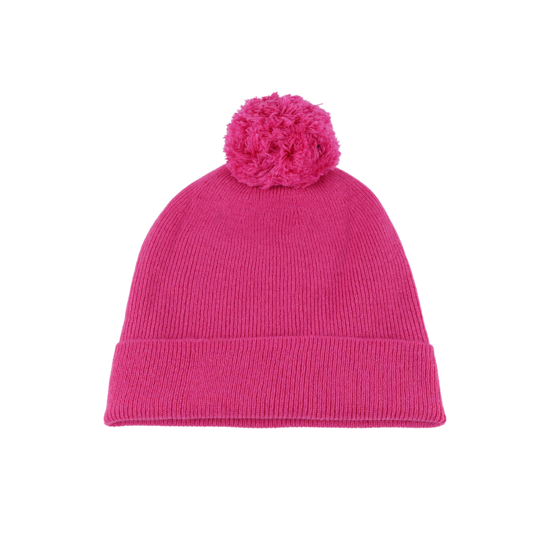 Kids Satin Lined Knit Beanie with Single Pom Pom