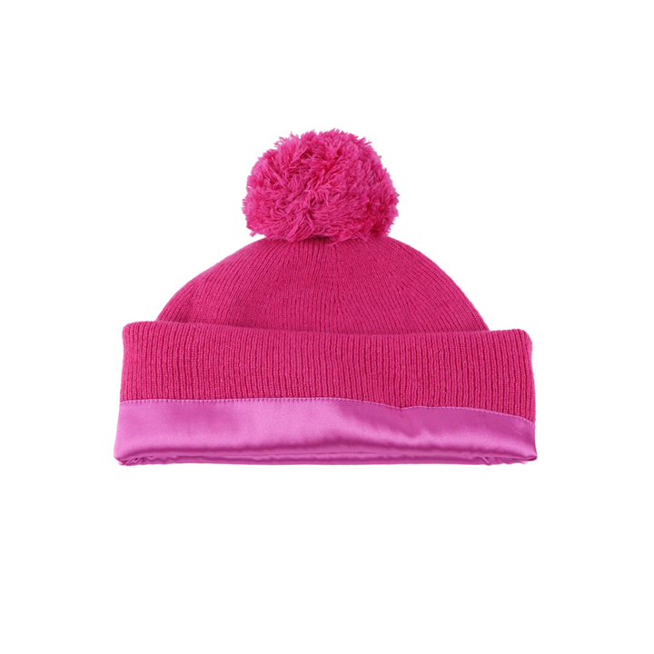 Kids Satin Lined Knit Beanie with Single Pom Pom