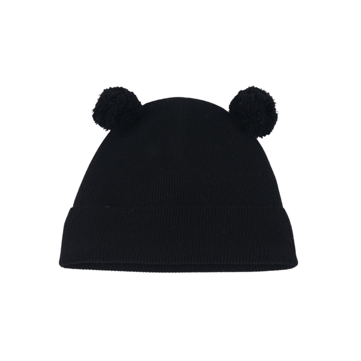Kids Satin Lined Knit Beanie with Double Pom Pom
