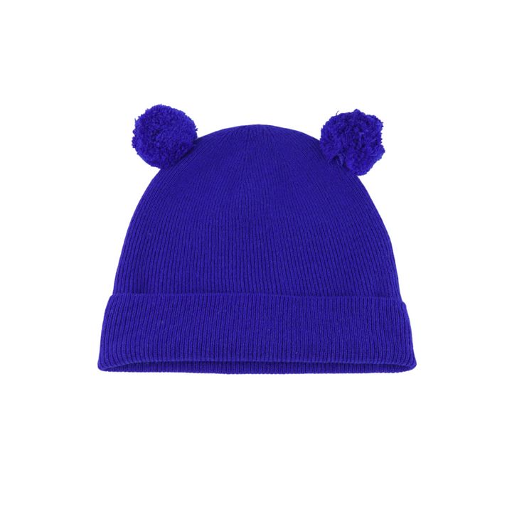 Kids Satin Lined Knit Beanie with Double Pom Pom